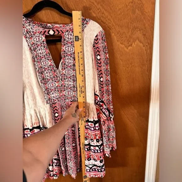Sold Free People Urban Outfitters Boho Teagan Border Print dress size 12 - Picture 5 of 13